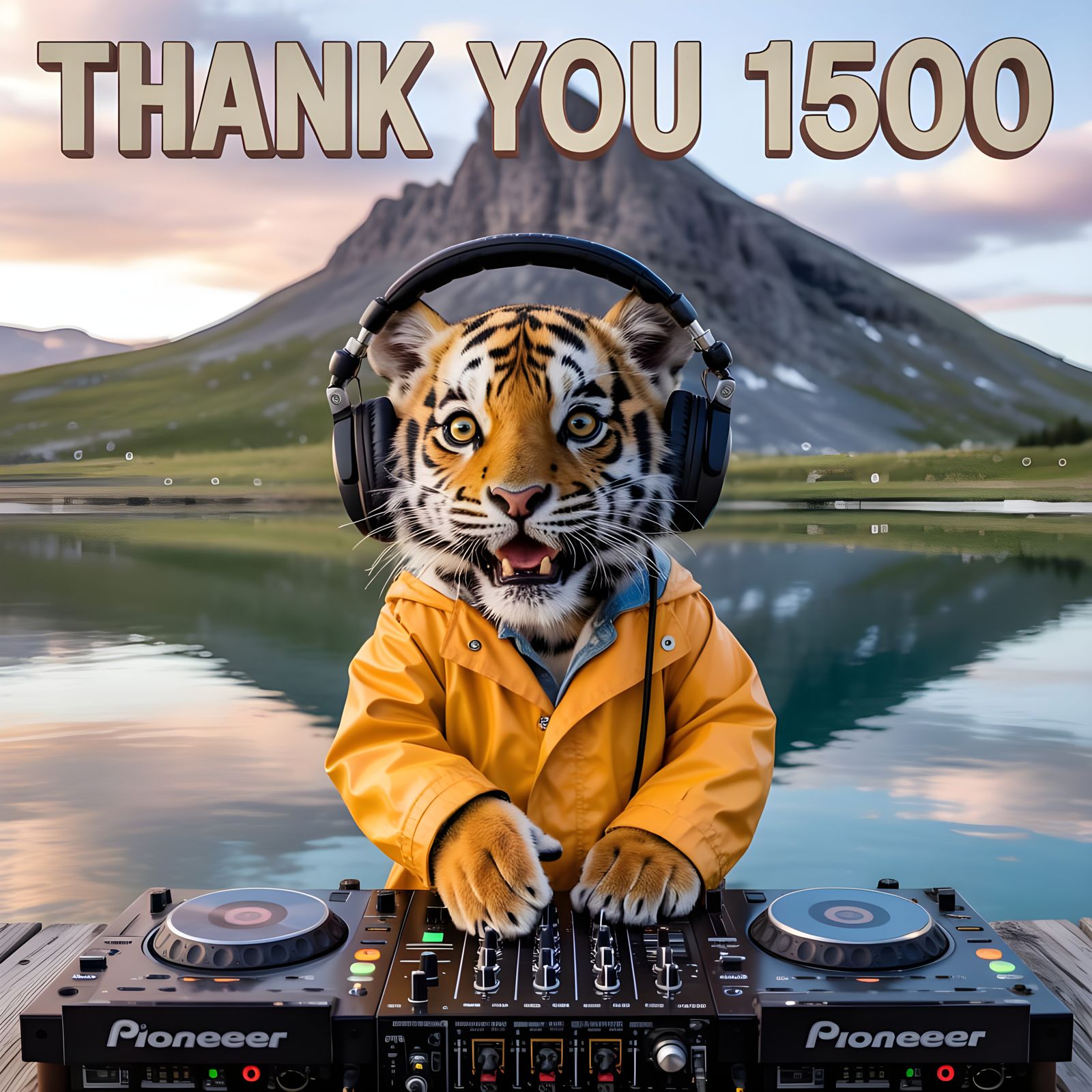 Baby Tiger DJ Rocks the Lake: Digital Painting