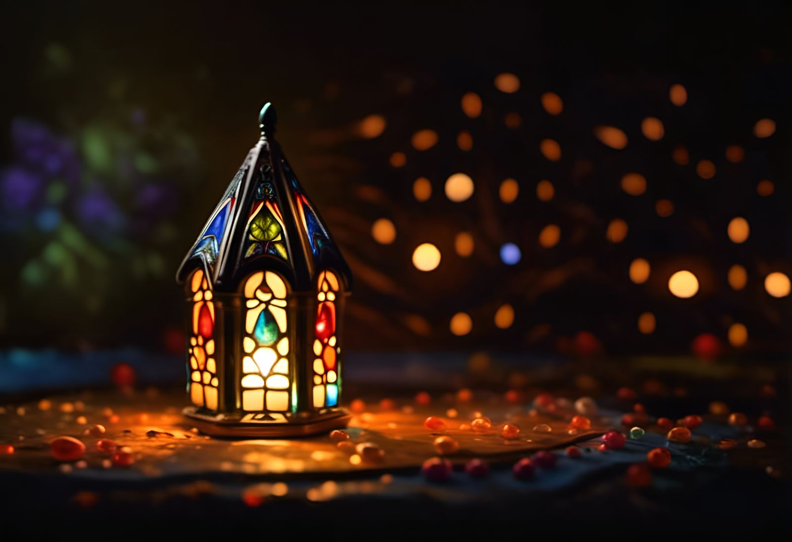 Intricate Lamp Watercolor Concept Art with Volumetric Lighti...