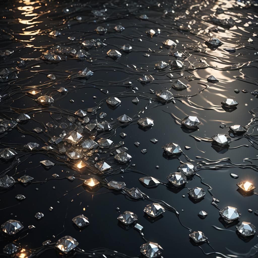 Diamonds Reflecting in Dark Water at Night