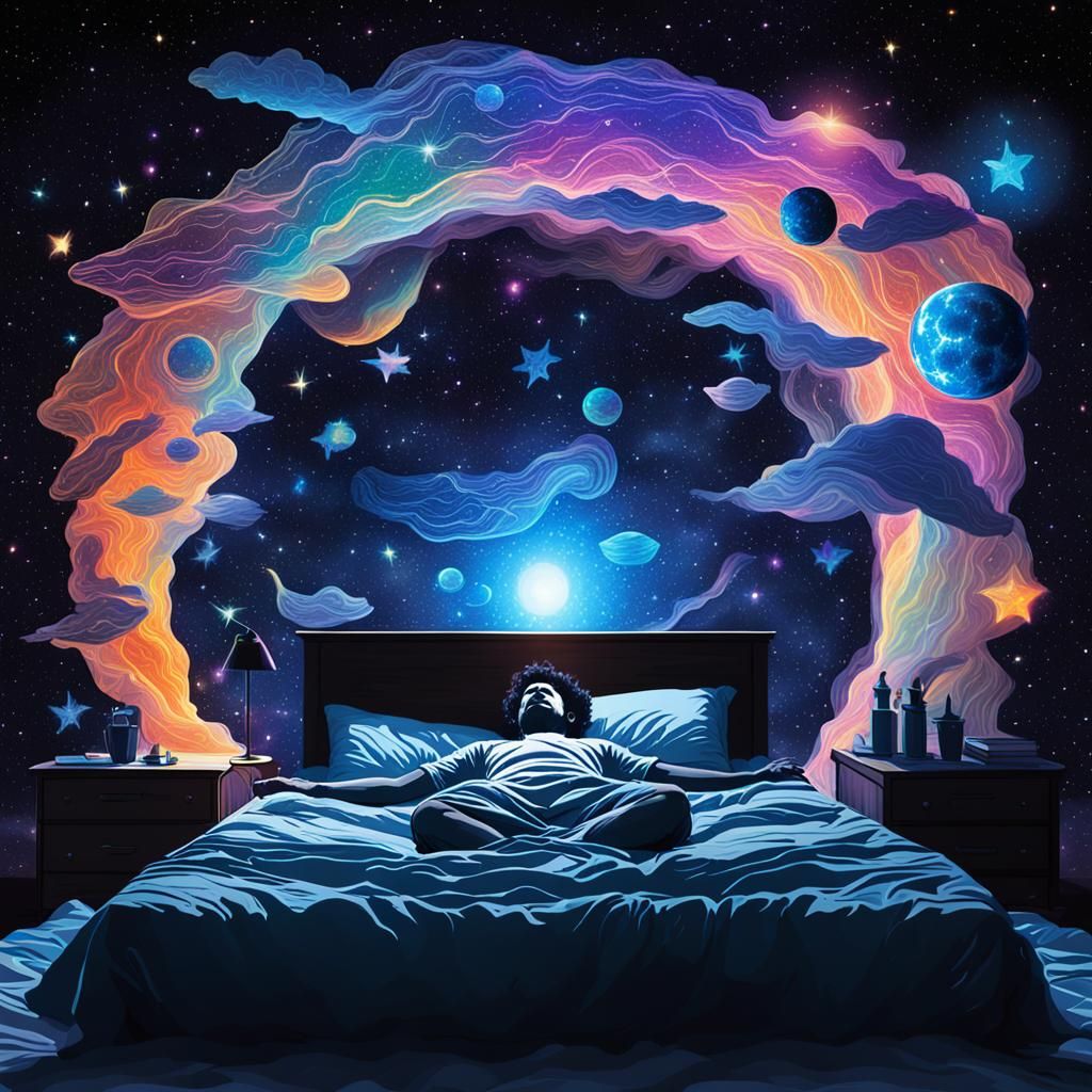 Dreamer's Silhouette: Astral Cosmic Dream Escape