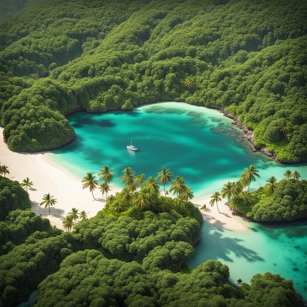 Lush Tropical Islands Bathed in Sunlight