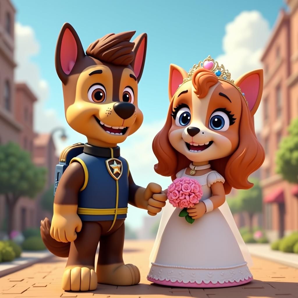 Ryder and Katie have a paw patrol wedding.