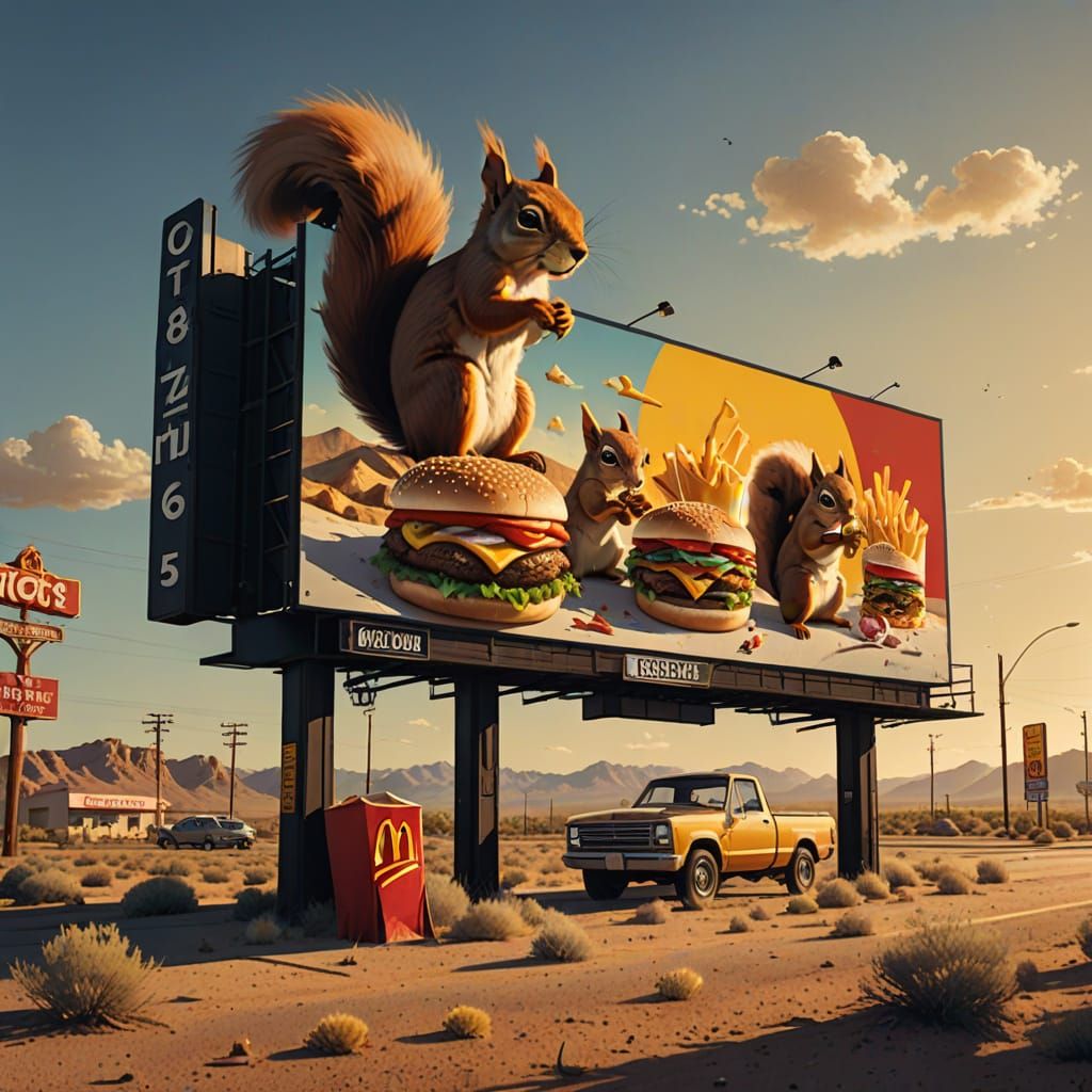 Retro-Style Billboard Scene on Route 66