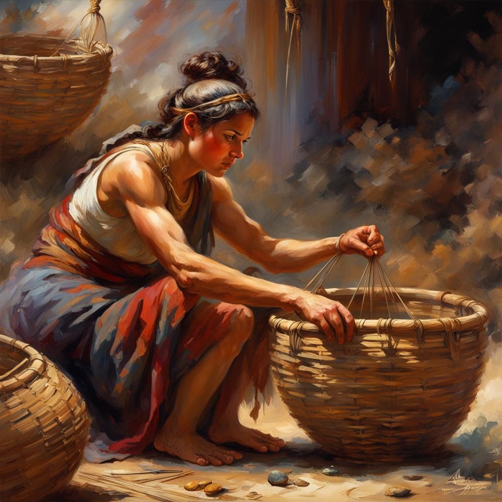 Prehistoric Women Demonstrate Ancient Basket Weaving Art