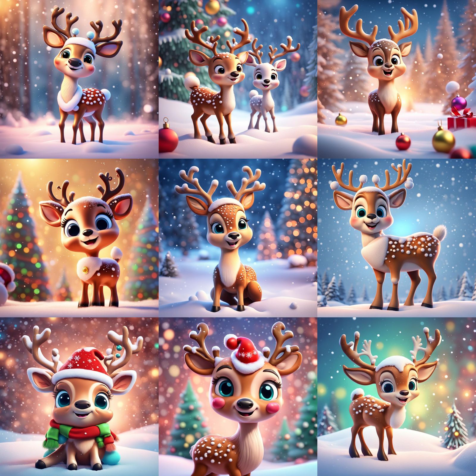 Cute Christmas Deer in Pixar 3D Style