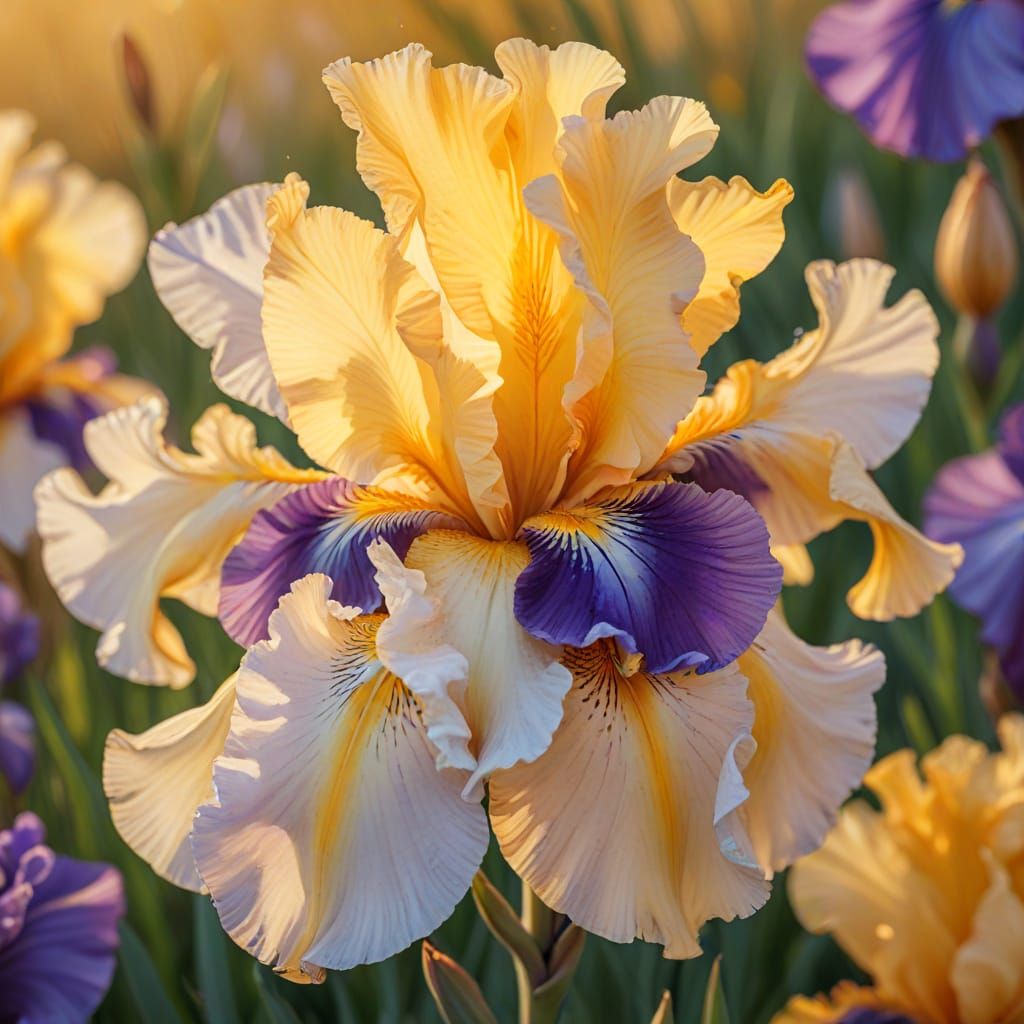 Macro Iris Portrait in Oil Painting Style