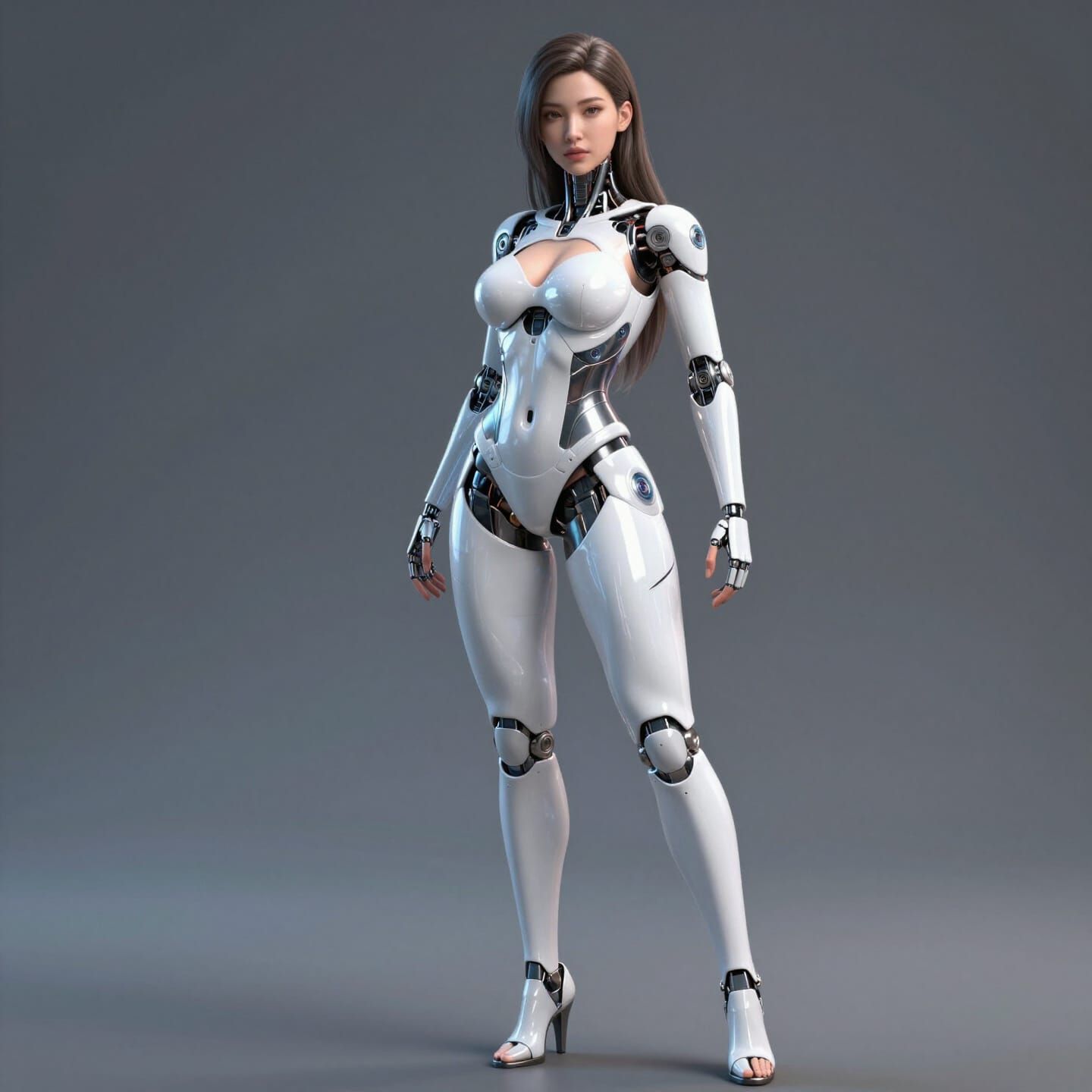 Curvy Cyborg Woman in Realistic 3D Render