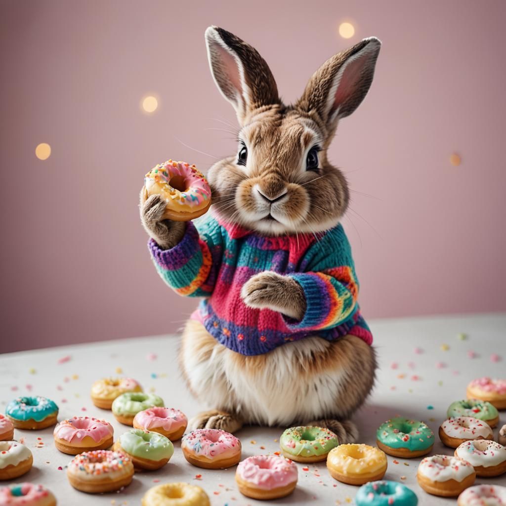 Bunny Eats Doughnut: Macro Photography in Pastel Colors