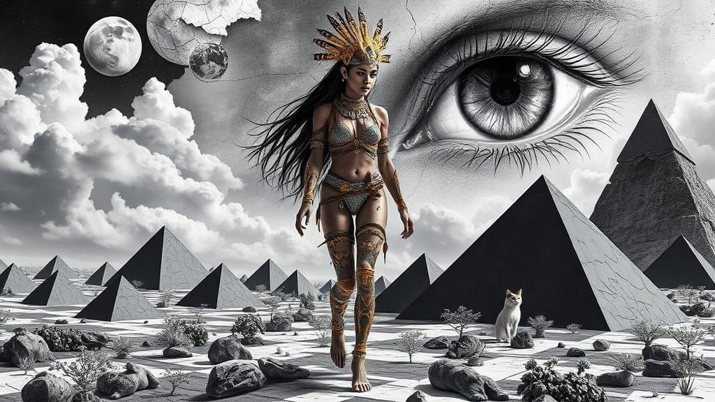 Surreal Goddess of Nature Reveals Harmonious Ecosystems