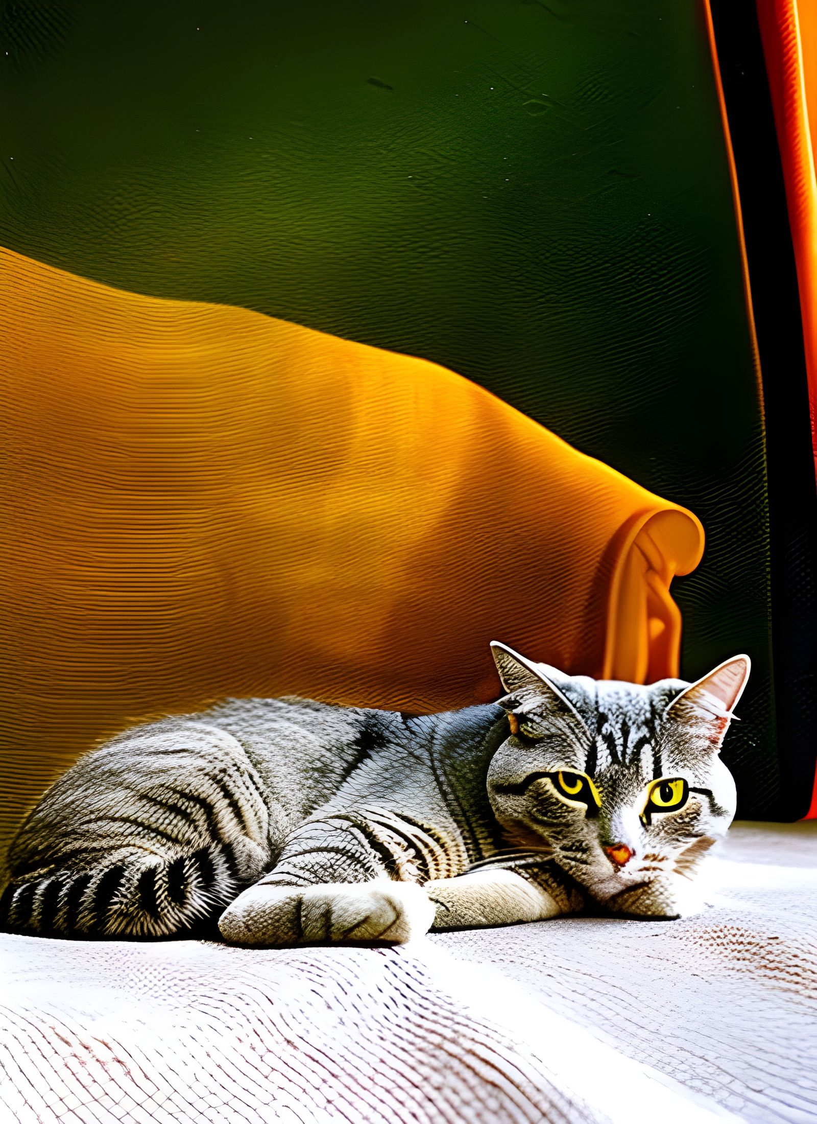 Cats on Antique Furniture with Silk Embroidery
