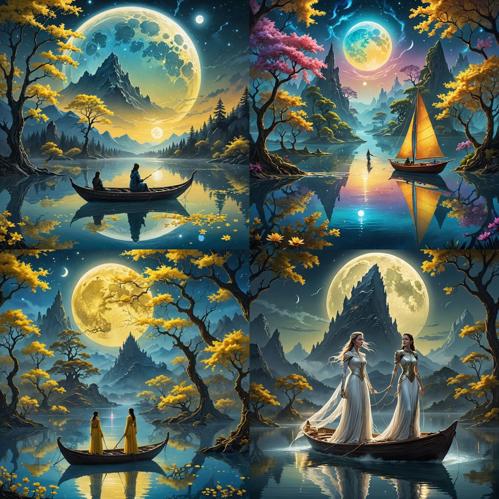 Mystical Landscape: Lady on Alien Boat