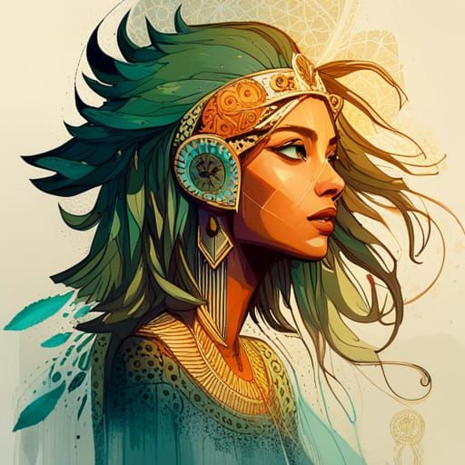 Egyptian Goddess in Luminous Digital Painting