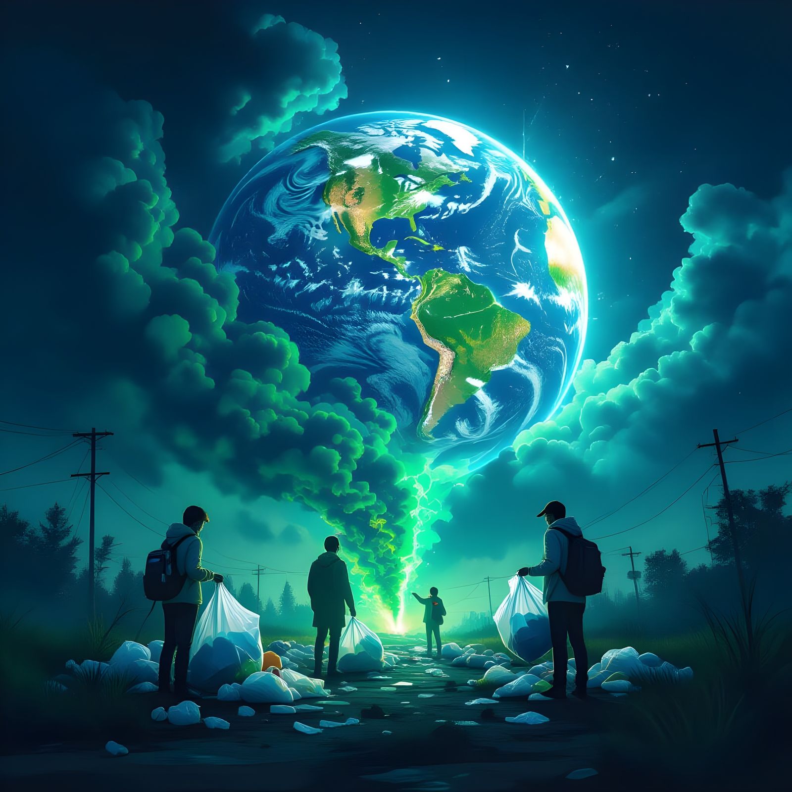 Humans Addressing Climate Change and Plastic Waste