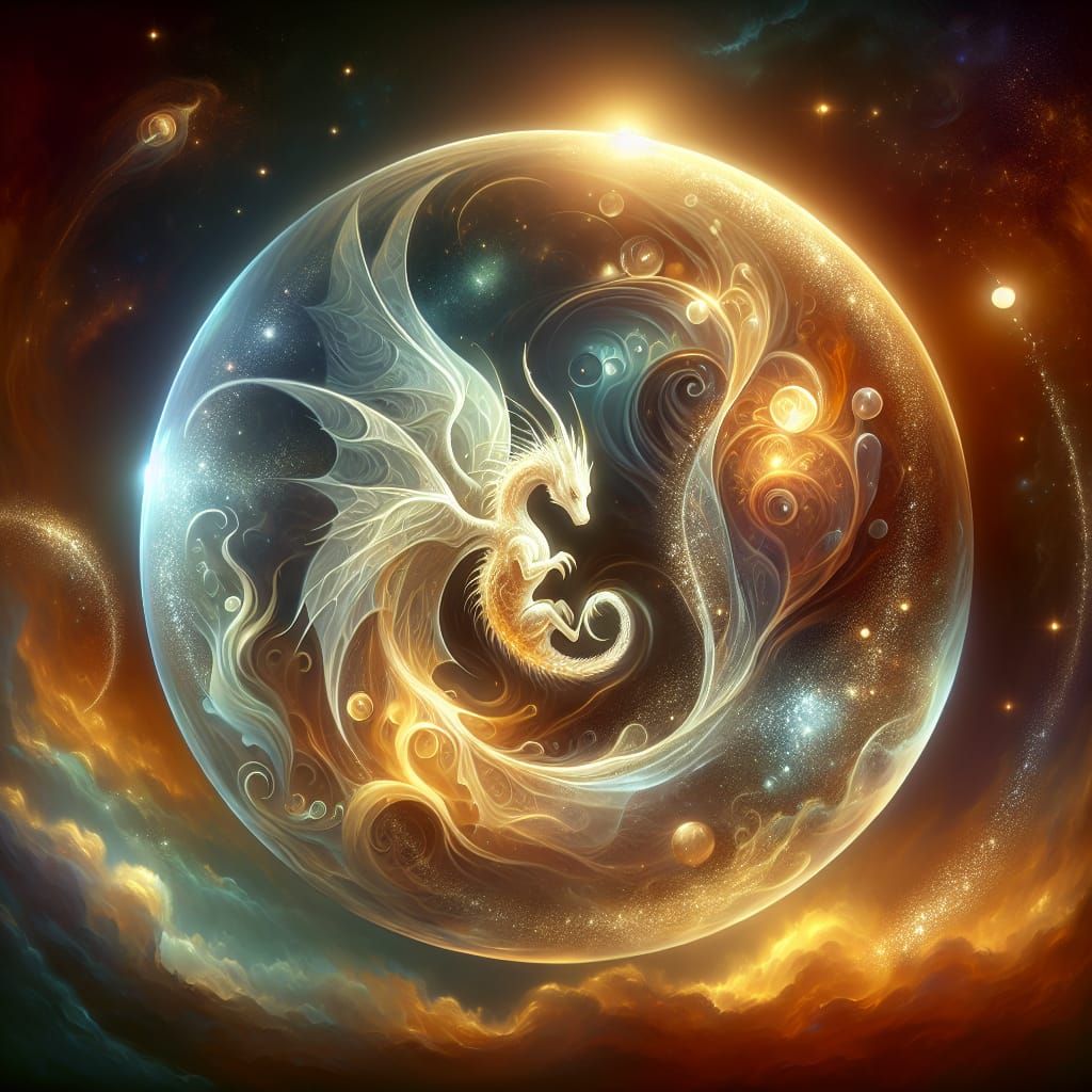 Dragon Embryo Moon in Romantic Fantasy Style