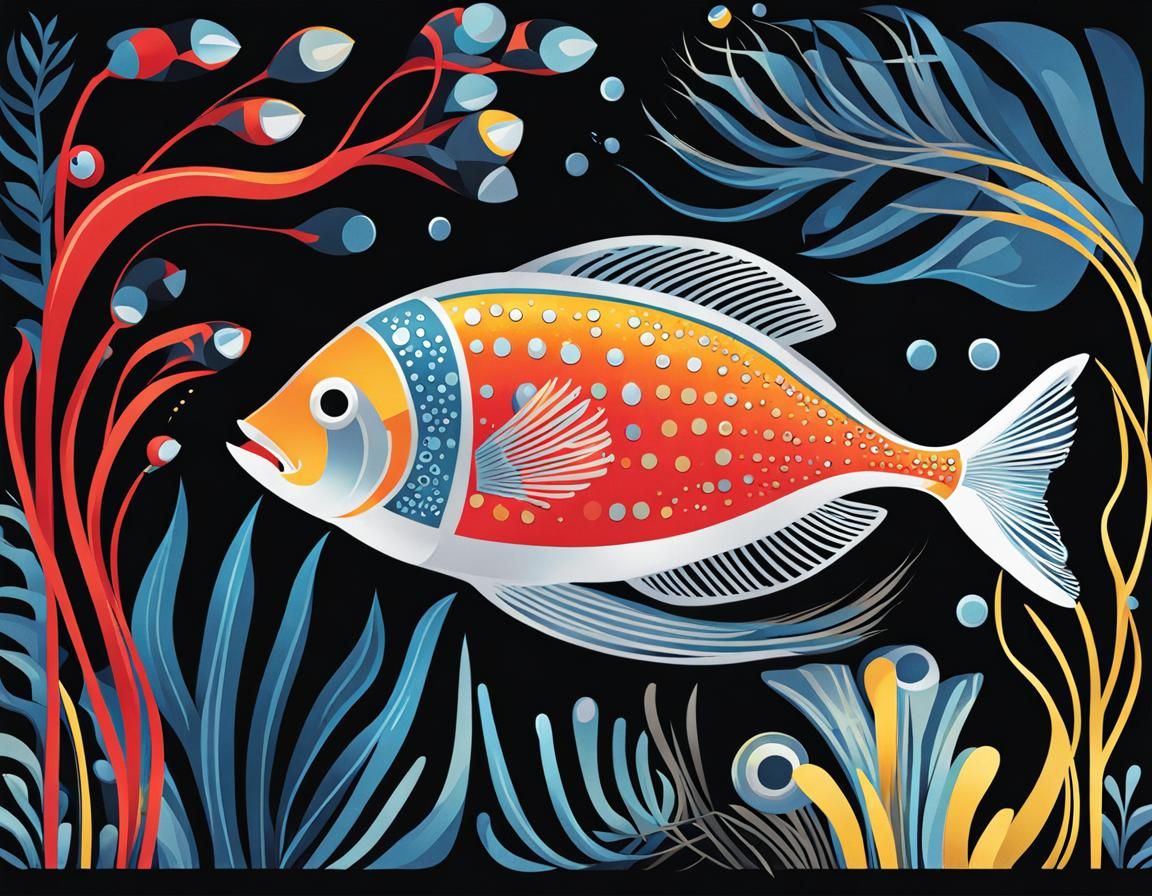 Typography Art: I and Icefish in Kelp Forest