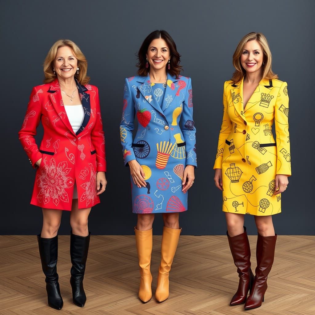 Businesswomen in String Art Blazers and Boots