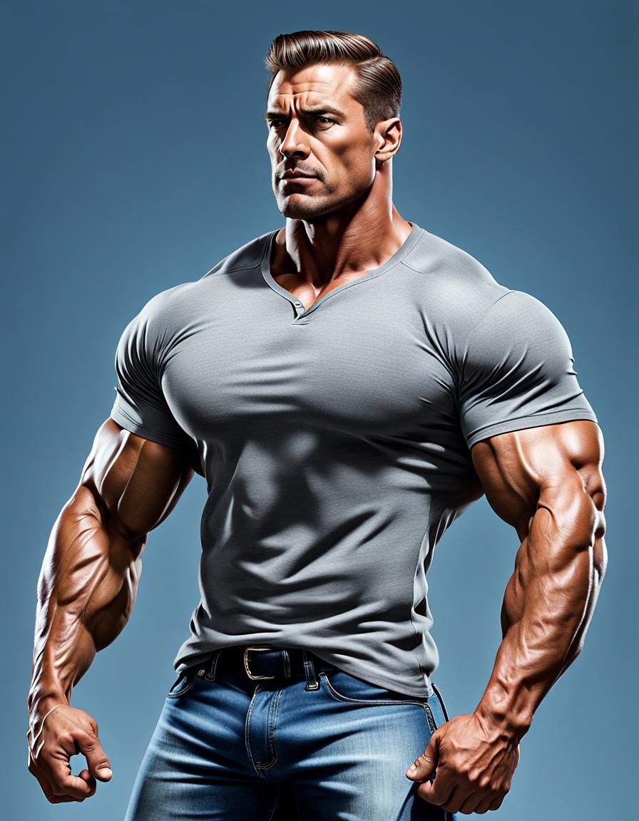 Hyper-Realistic Bodybuilder Physique in Detailed Matte Paint...