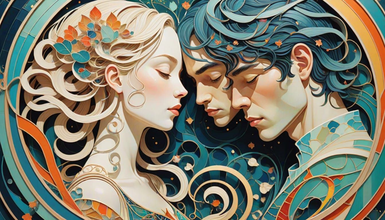 Ethereal Love Entwined in Iridescent Hues