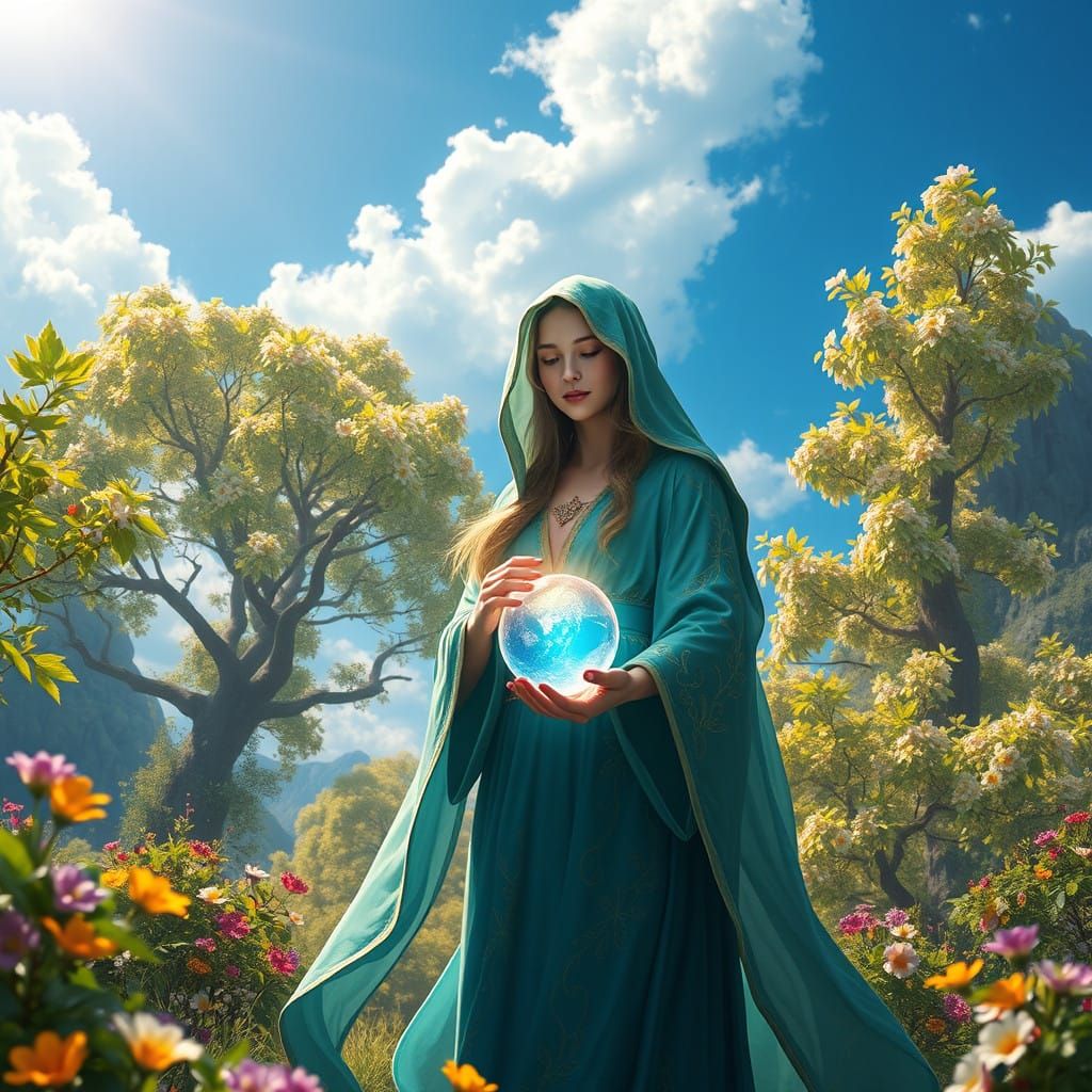 Serenity Goddess Embodied in Vibrant Nature