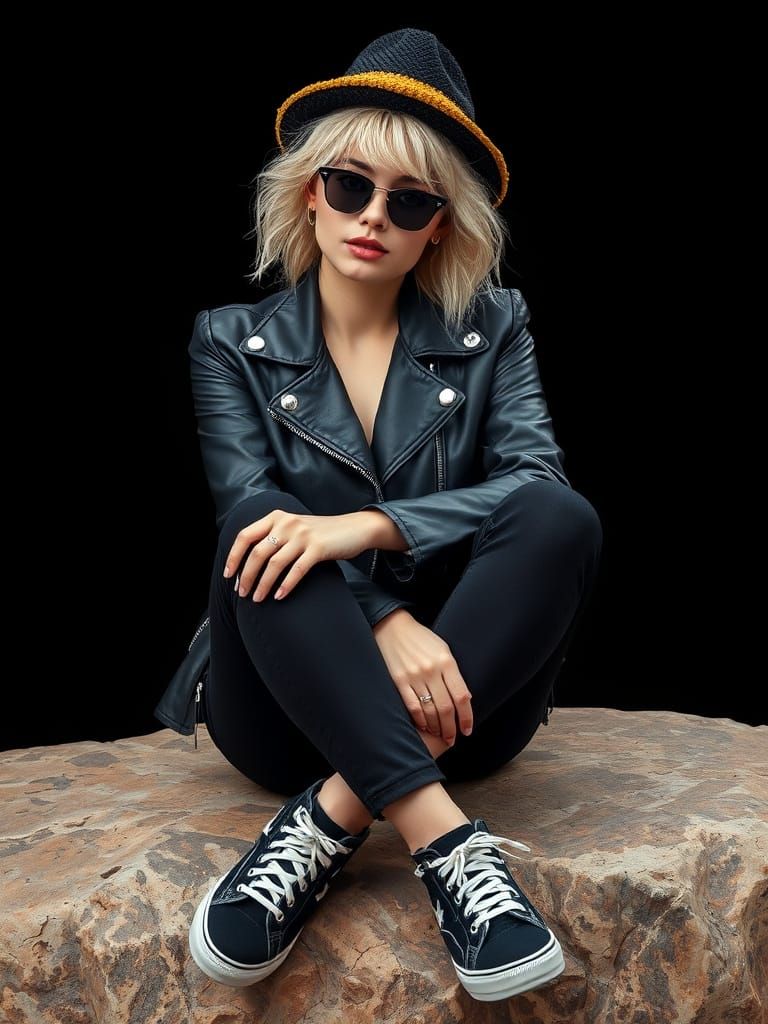 Stylized Portrait of a Young Woman in Edgy Sophistication