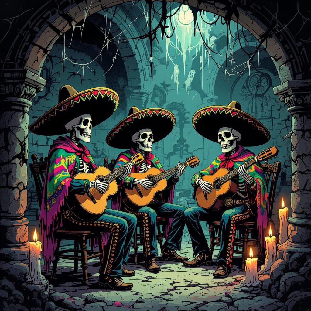 Skeletal Mariachi Band Serenades Ghostly Audience