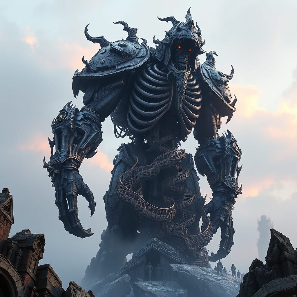 Biomechanical Temple Being in Dark Fantasy Concept Art