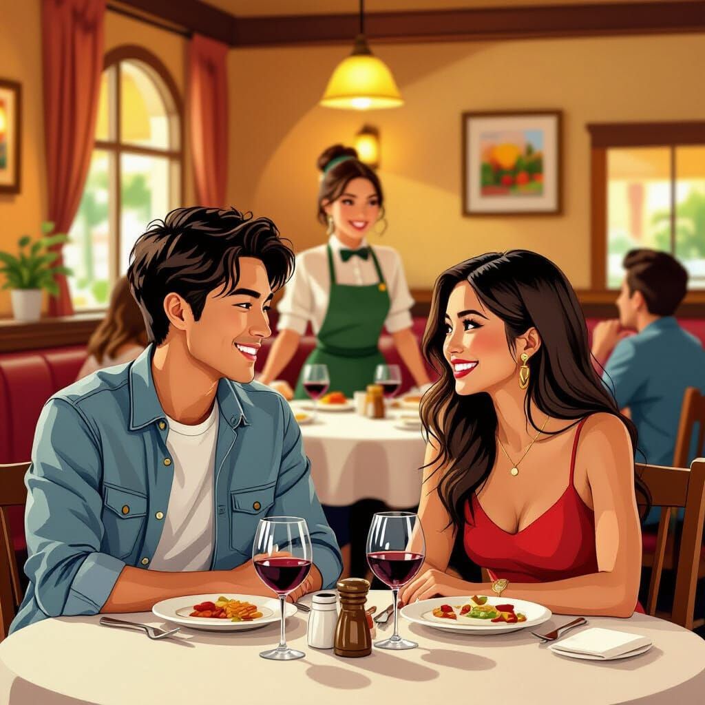 Friends Enjoy Dinner at Olive Garden in Warm Atmosphere