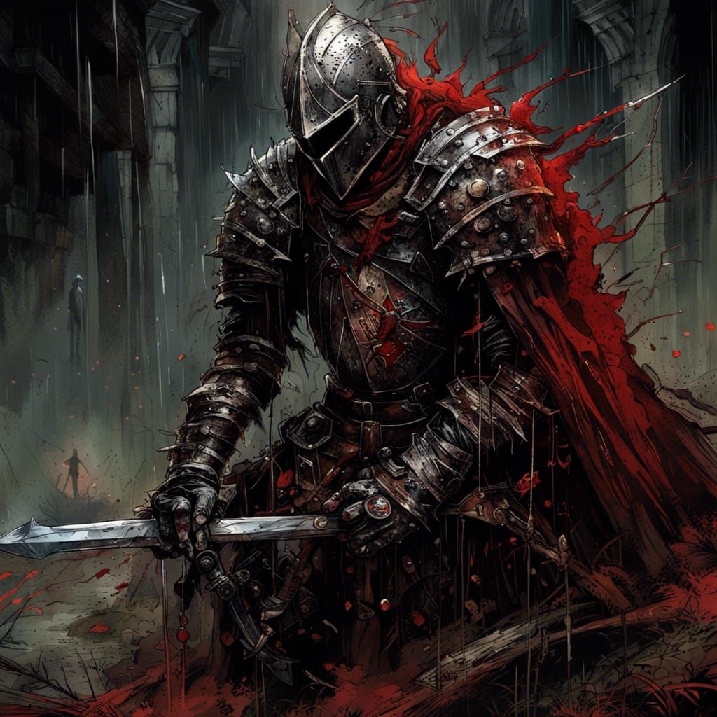 Dark Fantasy Undead Knight in High Gothic Style