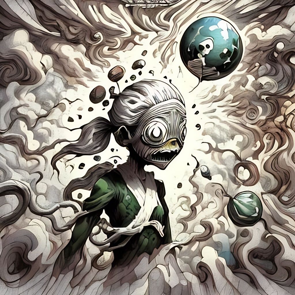 Whimsical Cyberpunk Girl in Distress, Studio Ghibli-Inspired