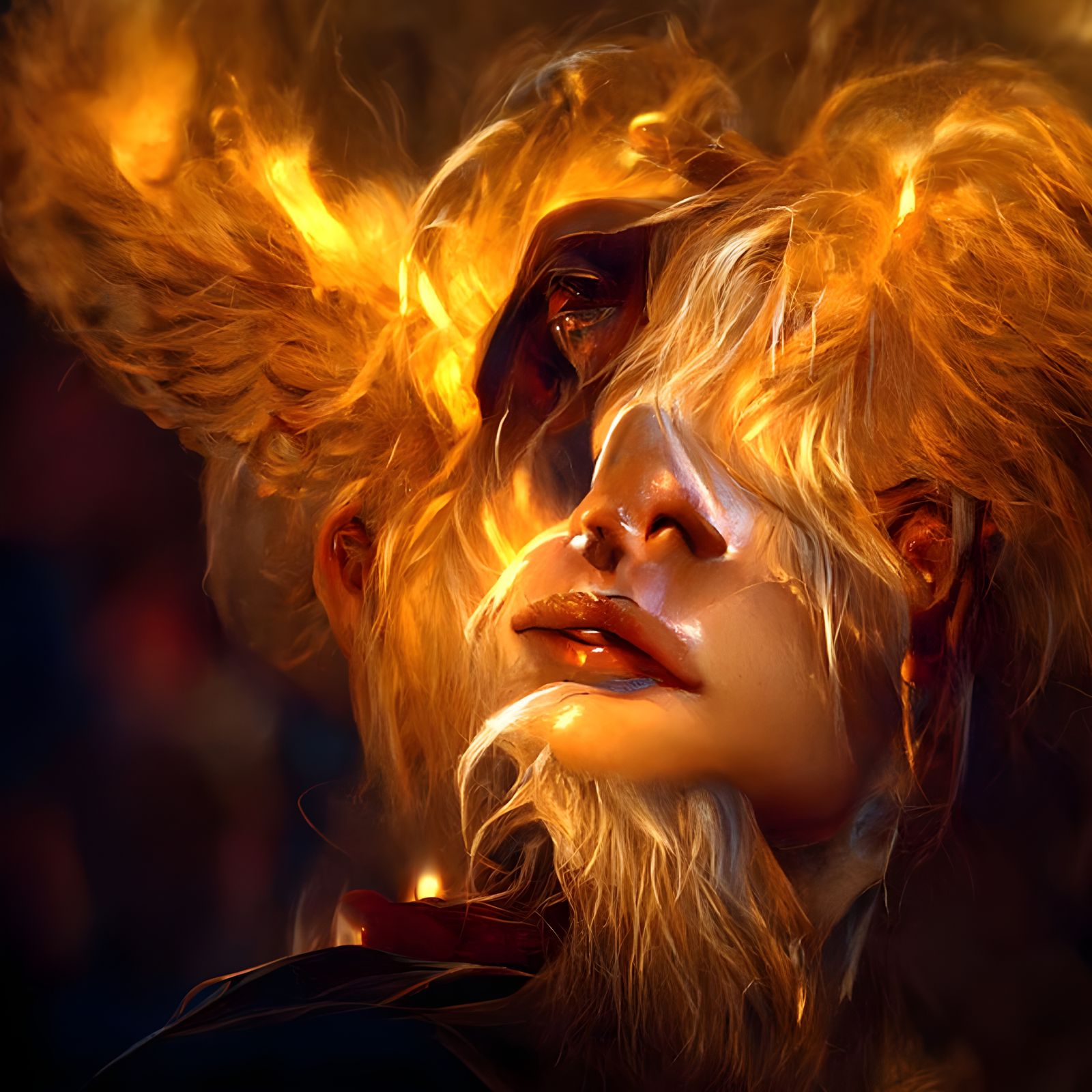 Fiery Female Angel of Death: Hyperdetailed Portrait