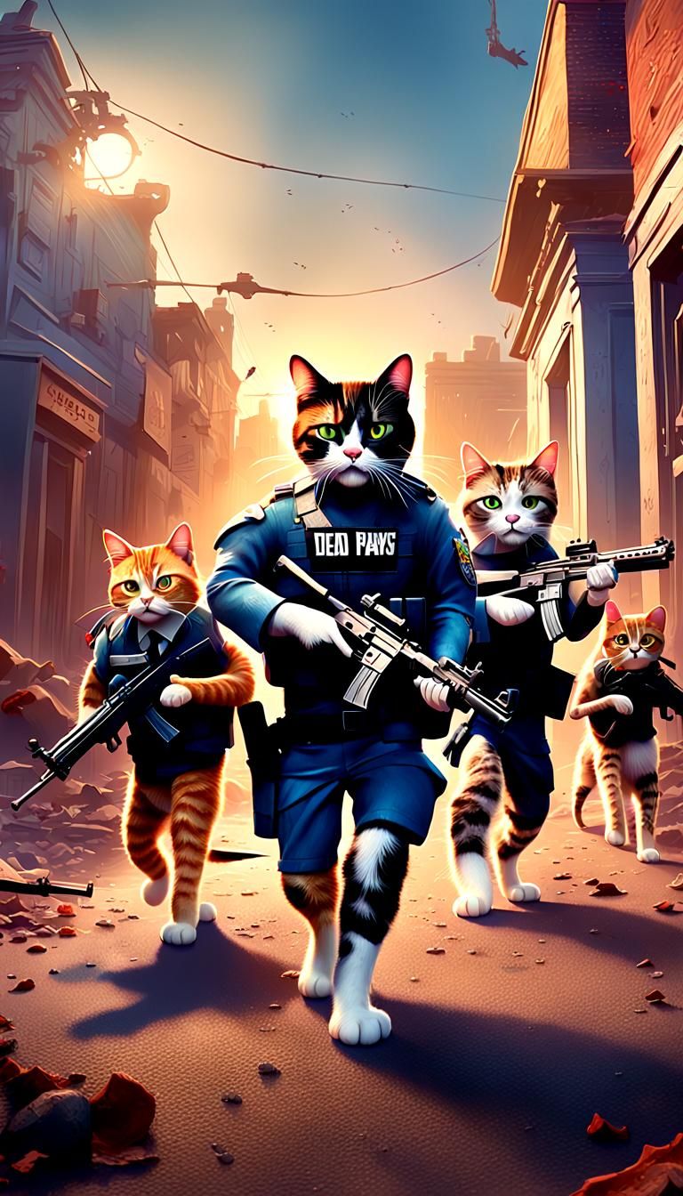 Cats Versus Zombies: A 3D Digital Art Movie Poster