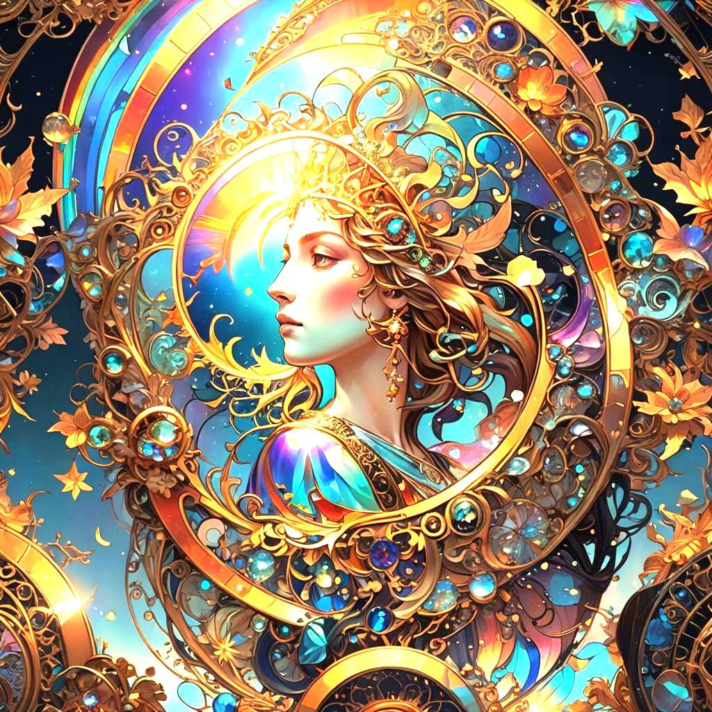 Iridescent Sky Spell in Art Nouveau Style