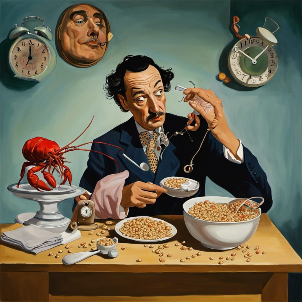 Surreal Cereal: A Dreamlike Portrait in Surrealist Style