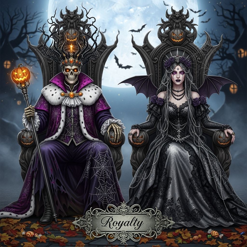 King and Queen of Halloween on Gothic Thrones