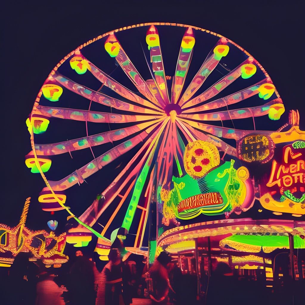 Neon Ferris Wheel at Haunted Retro Carnival