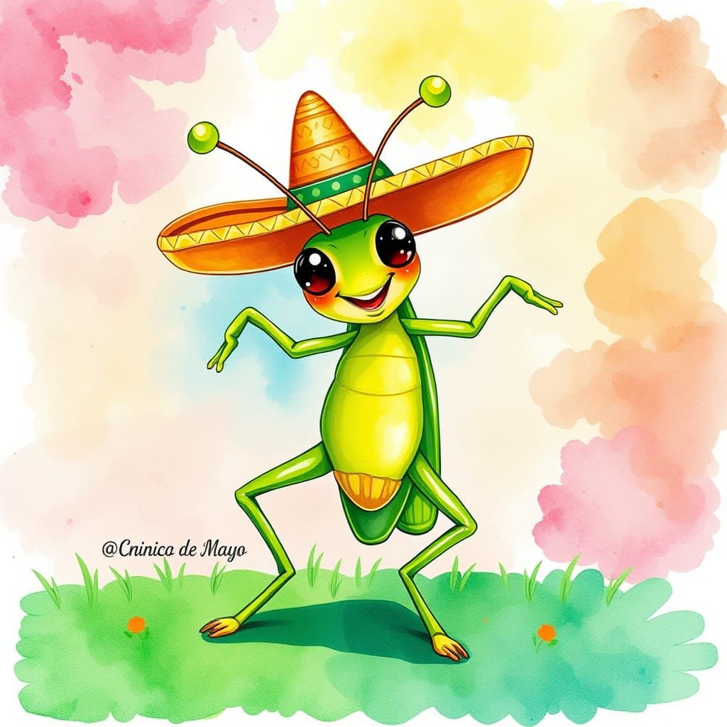 Grasshopper wearing a sombrero