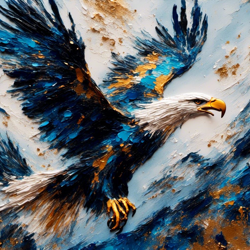 Eagle Soaring Over Mountain Landscape as Acrylic Art