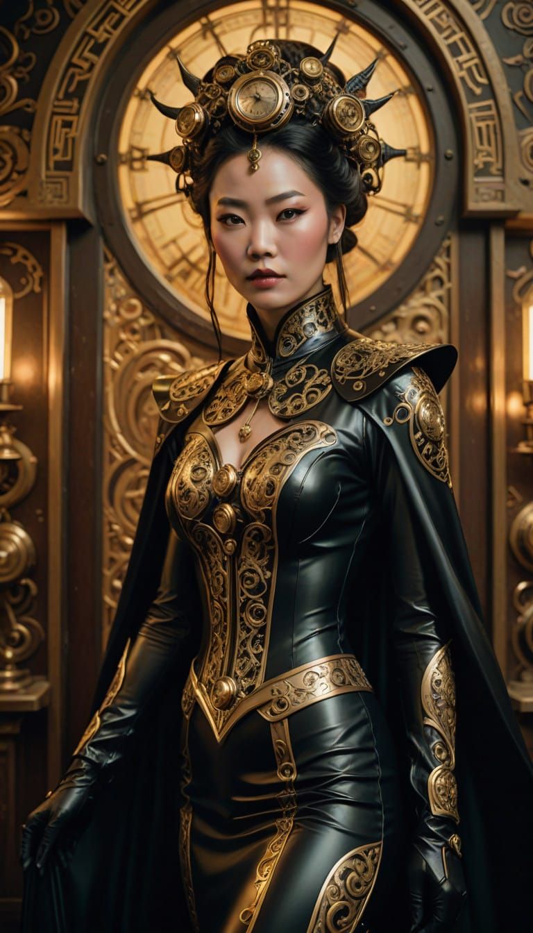 Steampunk Siren in Alphonse Mucha Style