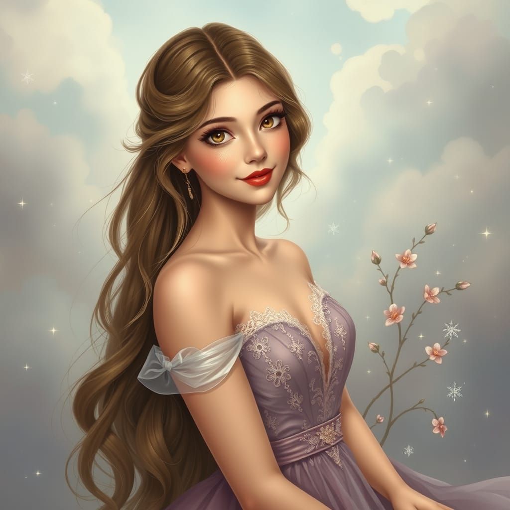Ethereal Portrait in Whimsical Romantic Style