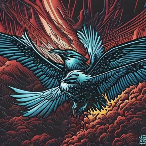 Ink Splash Raven Comic Book Art