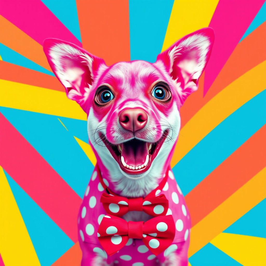 Pink Polka Dot Dog in Pop Art Style