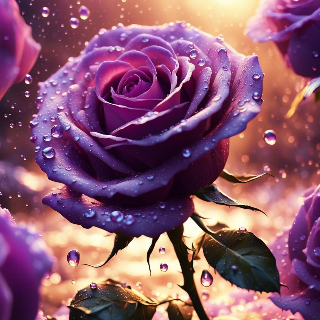 Purple Rose Macro Shot in Dramatic Lighting