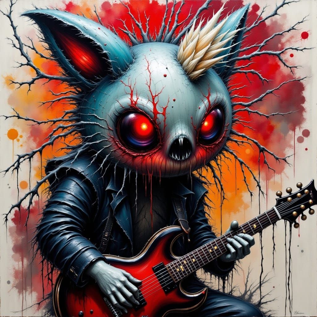 Sinister Jigglypuff Pokémon with Electric Guitar