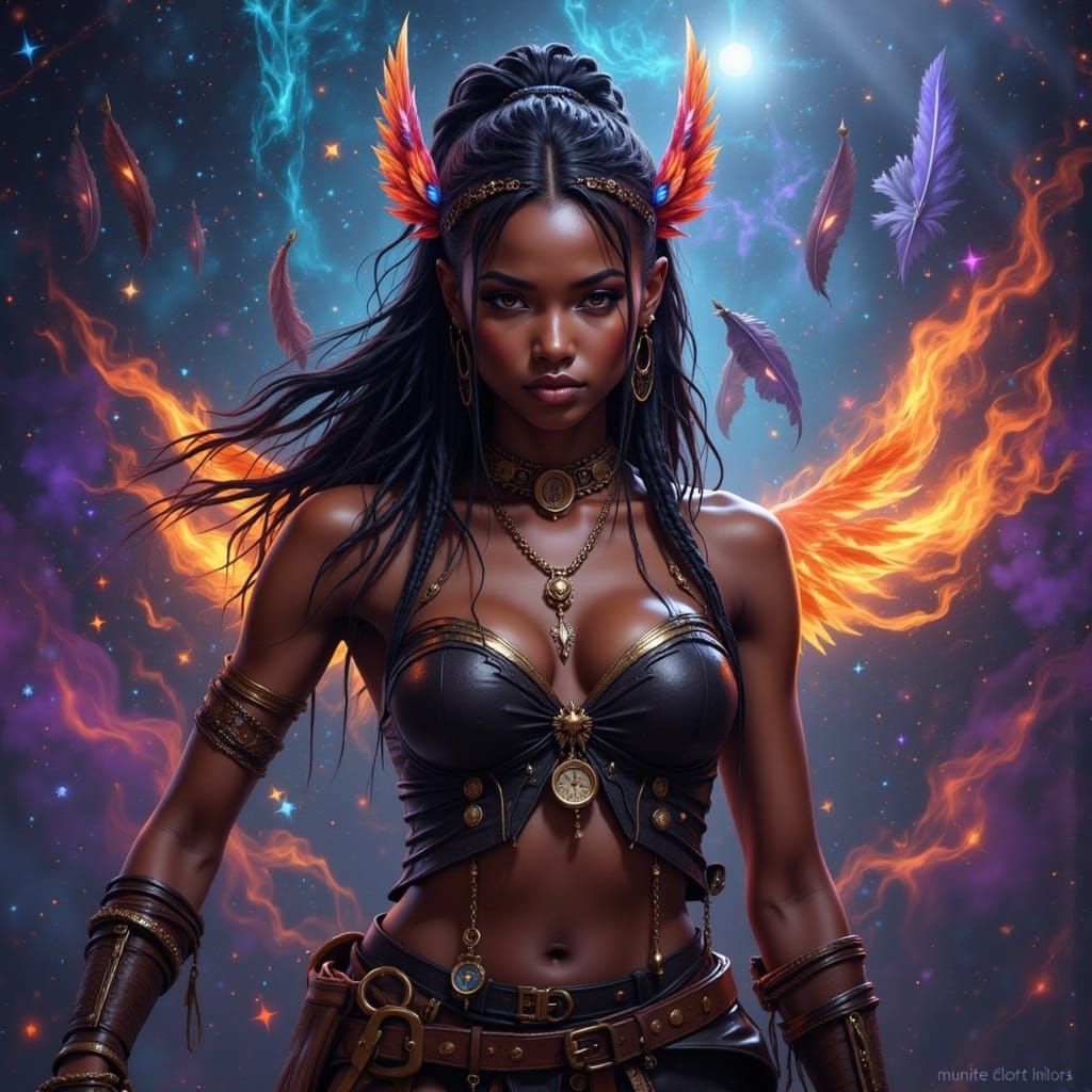 Hyperrealistic Fantasy Portrait of a Woman in a Cosmic Realm