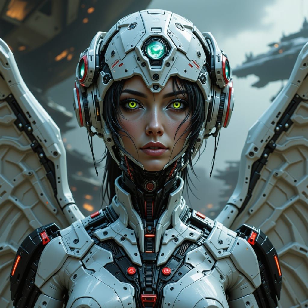 Sci-Fi Cyborg Angel in an Alien World