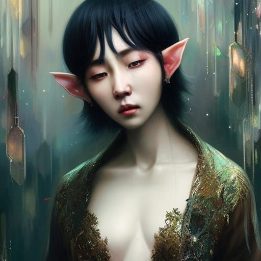 Hyperrealistic Elf Portrait in Rococo Style