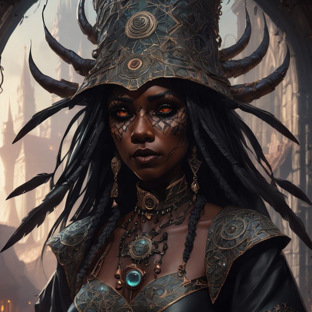 Enigmatic European Witchcraft Scene in Dark Mystical Atmosph...