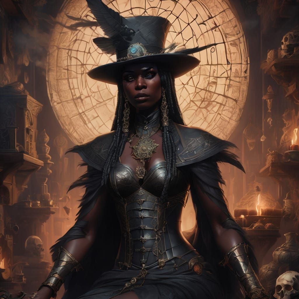 Mysterious European Witch in Enchanted, Smoke-Filled Lodge