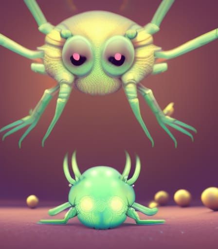 Adorable Spider in 3D Digital Art with Bats