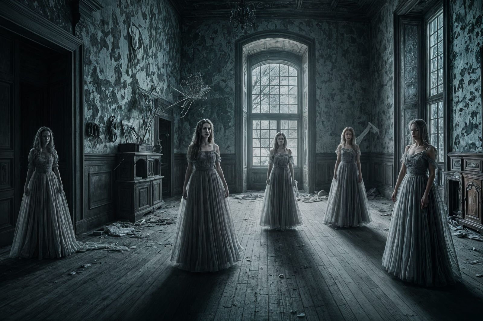Creepy Ghost Girls in Haunted Second Empire Mansion